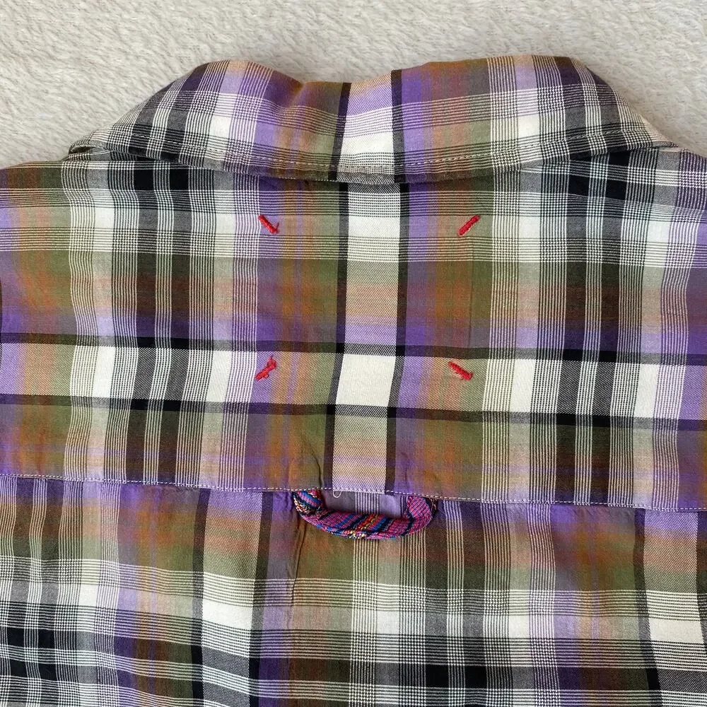 Robert Graham Freshly Laundered Shirt Men XXL Purple Plaid Embroidered Button Up - Picture 4 of 12